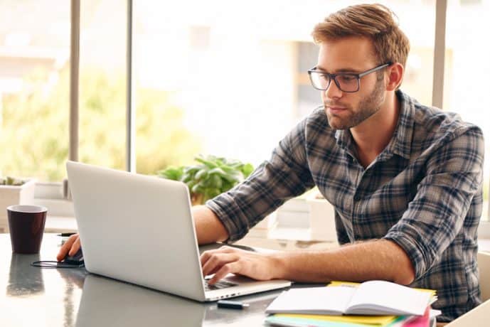 man using computer